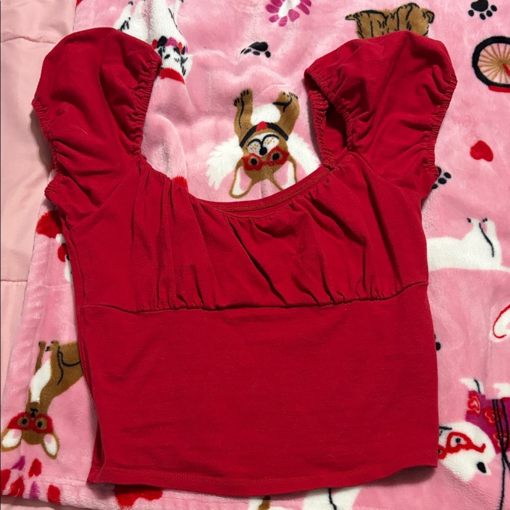 Hollister Red Puff Sleeve Top